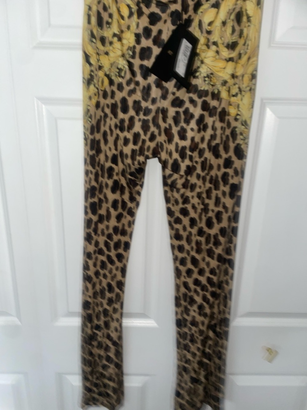 Versace Brown Leopard Print Trousers with Gold Medallion - Picture 3 of 5